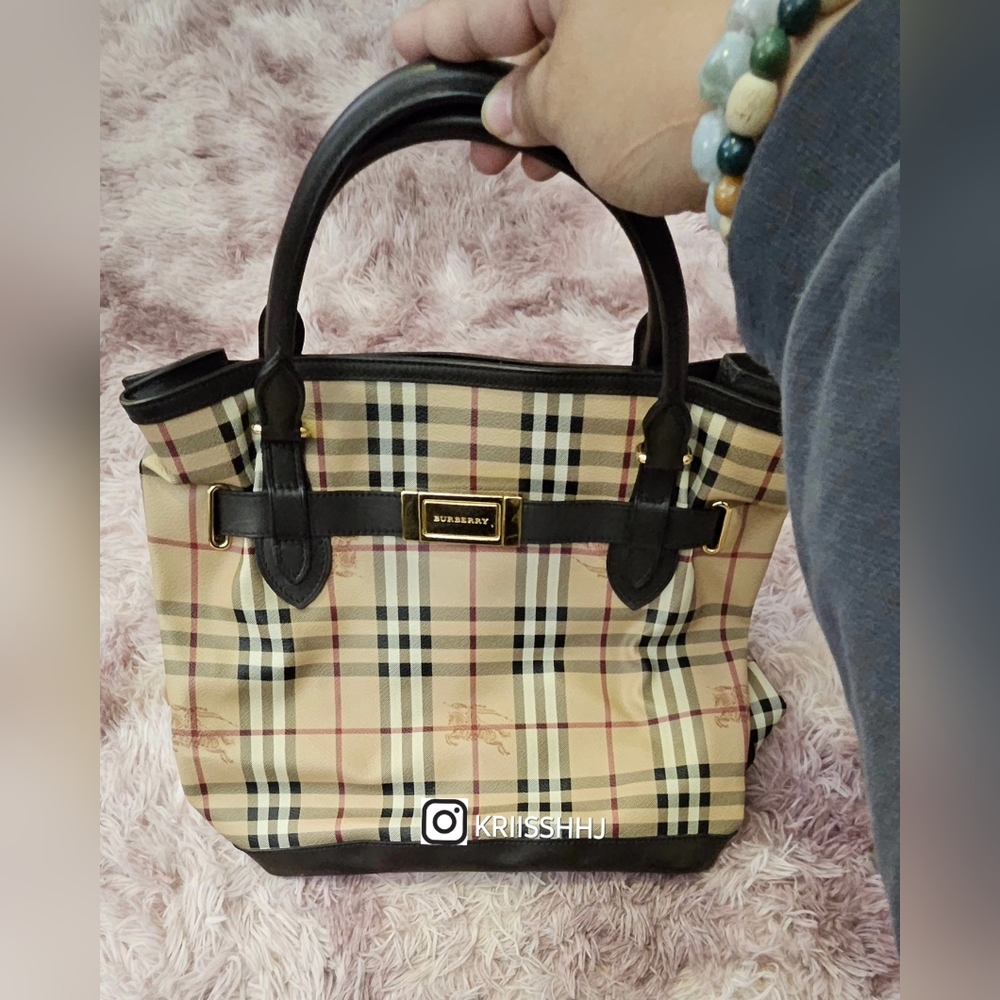 Burberry Haymarket Check Canvas Goldertone Tote Medium Bag 🔥FINAL price🔥